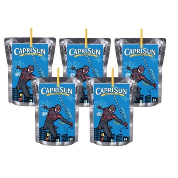 Custom Spider Happy Birthday Edition Juice Pouche Labels, Set of 12, Red & Blue - Picture 3 of 4